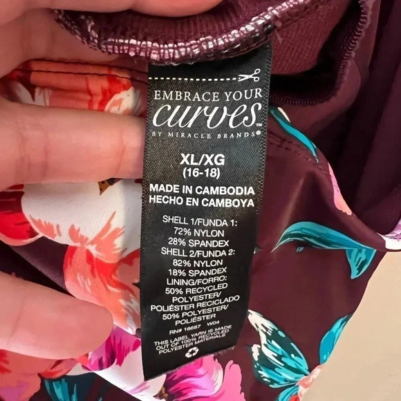 Miraclesuit Miracle Brand Embrace Your Curves Swimsuit Floral Burgundy XL‎ - Picture 2 of 5